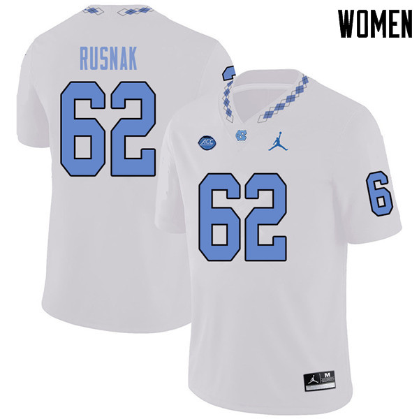Jordan Brand Women #62 Ron Rusnak North Carolina Tar Heels College Football Jerseys Sale-White